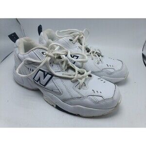 New Balance 608 Womens Size 8 White Navy Leather Shoes WX608WT VGC